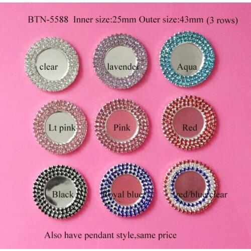 Free shipping 3 rows rhinestone button tray setting 100PCS can pick colors (BTN-5588)
