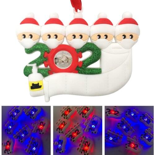 DIY LED Hand Painted Santa Claus Face Cover Christmas Tree Pendant Decor Christmas Decorations For Home Party Kids Gifts Crafts