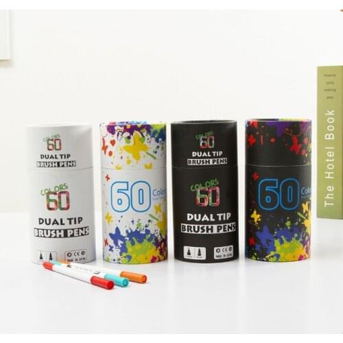 Dual Tip, 60 color watercolor brush head, professional art watercolor brush holder series