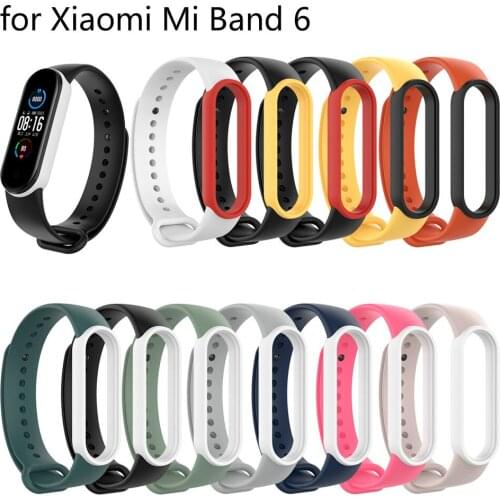Two-Color Silicone Strap for Xiaomi Mi Band 6 Smart Bracelet Replacement Sport Watchband for Xiaomi Band 6 Sport Silicone Strap
