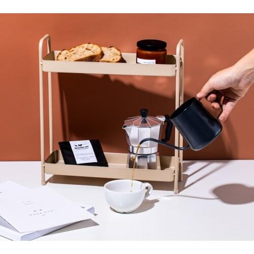 Two Double Tier Bathroom Shelves Floor Type Washstand Racks for Shampoo Perfume Holder Food Fruit Plates for Kitchen Tableware