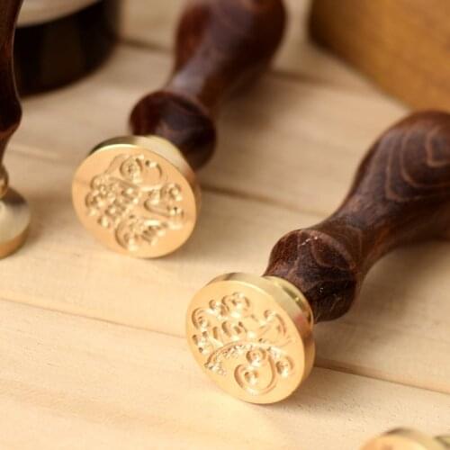 Exquisite Retro Stamps Wooden Handle Sealing Wax Stamp Set DIY Ancient Seal Card Envelope Decoration Personalized Stamp