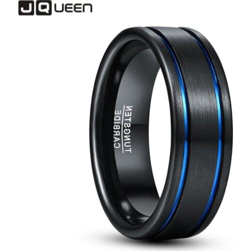 New Men woman Ring Wedding Bands Black Vine Blue Carbon Fiber 100% Tungsten Steel Rings Male Jewelry Anillos Accessories