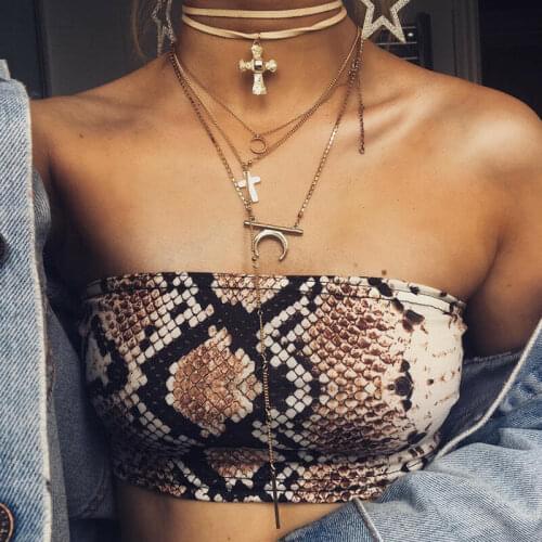 Sexy Crop Top Women Strapless Boob Tube Ladies Stretch Bandeau Bra Crop Tops 2019 Fashion Party Shirt Snake Skin Printed