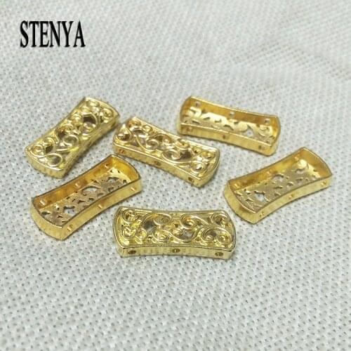 Gold color beads spacers necklace connector multy layers lariat necklace bracelet charms jewelry flower hollow findings set