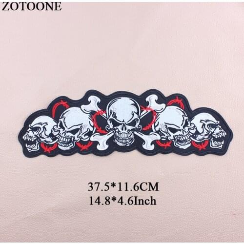 ZOTOONE 2018 New Big Embroidery Punk Military Patch Iron On Transfers Skull Patches For Clothing DIY Jean Jackets Applique G