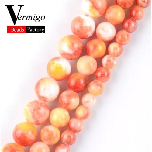 Natural Orange Persian Jades pearl Bedas for Jewelry Making Diy Necklace Bangle Pendant wholesale Loose Spacer Beads 6-10mm 15"