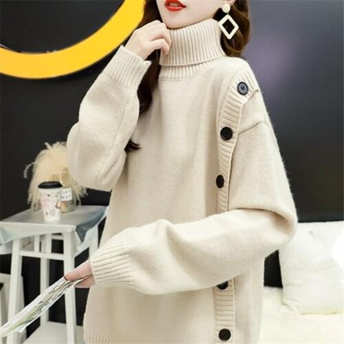 Autumn Winter New Turtleneck Sweater Pullover Women Clothes 2021 Korean Fashion Long Sleeve Loose Knitted Bottoming Shirt H1108