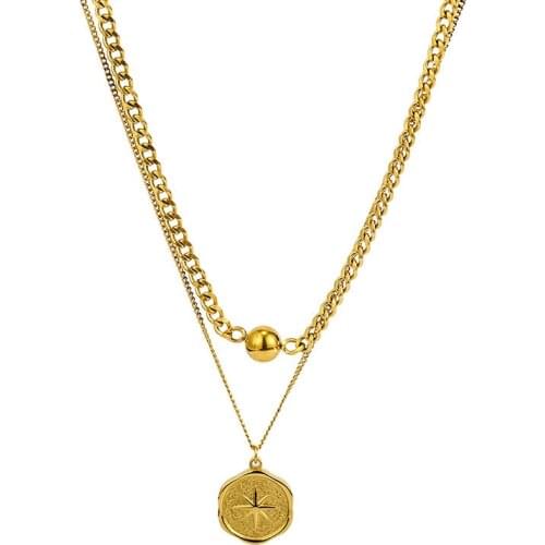 POTCET Stainless Steel Necklace Titanium Pendants Sweater Chain Choker Anniversary Engagement Jewelry