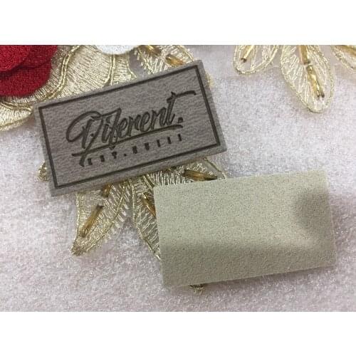 Custom leather labels in high quality for clothes / jeans / bags, artificial leather label, PU patches , debossed/engraved logo