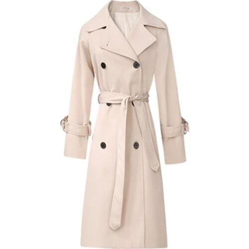 Casual Thench coat female mid-length 2020 spring new fashion double-breasted suit collar jacket loose windbreaker D42