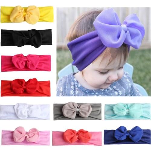 ON SALE 1PCS 2018 New Flower Shaped bowknot Headband Kids Girls Elastic Turban Hair Band Hair Accessories Head Wrap