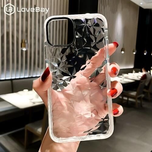 Luxury Diamond Texture Phone Case For iPhone 11 12 Pro Max Mini X XR XS Max 7 8 Plus Clear Shockproof Bumper Soft TPU Back Cover