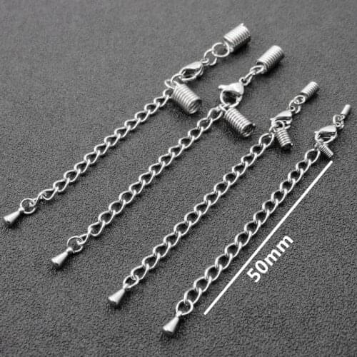 Stainless Steel Connector Combination Cord End Crimp Caps Lobster Clasp DIY Bracelet Necklace Jewelry Accessories