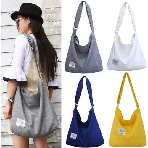 Women Corduroy Shopping Bag Female Canvas Cloth Shoulder Bag Environmental Storage Handbag Reusable Foldable Eco Grocery Totes