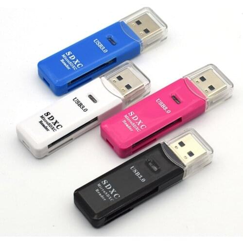 SD Card Reader USB 3.0 Card Hub Adapter with LED Light, 5Gbps Read 2 Cards, Supports TF/SD/SDHC/SCXC/MMC/MMC Micro for Laptop