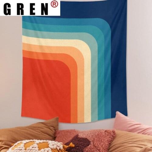 GREN Rainbow Geometric Tapestry Wall Hanging Covering Rugs Background Cloth Beach Mat Blanket Art Bedroom Living Home Decor