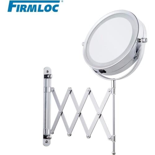 Firmloc Extendable LED 6 inch 3X Magnifying Bathroom Wall Mounted Mirror Mural Light Vanity Makeup Bath Cosmetic Smart Mirrors