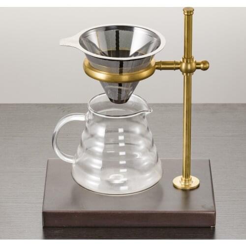 Pour Over Coffee Dripper Stainless Steel Coffee Filter Removable Dripper with Stand Reusable Cone Dripper Cup Stand and Brush