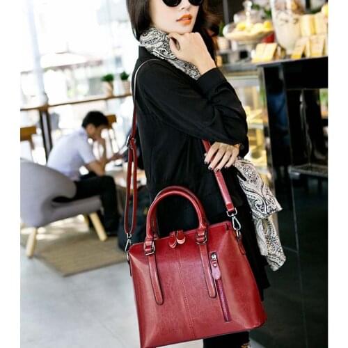 Womens bag European style oil wax cowhide womens bag fashion portable messenger womens shoulder bag sh110018