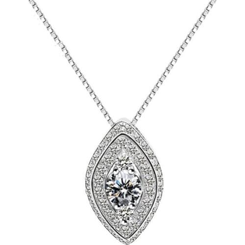 S925 Sterling Silver Pendants For Women Rhombus Cubic Zirconia Necklace Clavicular Chain Temperament Classic Fine Jewelry