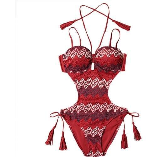 Beach Womens 2019 New Style Bikini Lace Swimsuit Belly Covering Slimming Triangular Push up-Solid Color Sleeveless