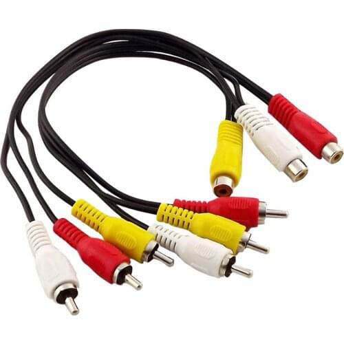 1x 3RCA Female Jack to 6RCA Male Plug Female to Male Y Splitter Audio Video AV Adapter Connector Cable 30cm/1ft