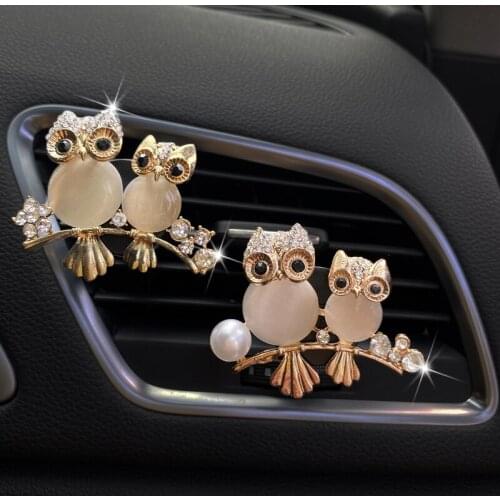 Perfumes 100 Origina Lovely Owl Car styling Air conditioner perfume clip car air freshener Lady Metal Solid Perfume Clip