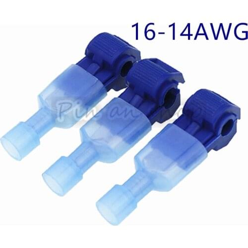 100Pcs (50 Pairs) Terminal Connectors T-Tap Quick Disconnect Wire Connectors Self-stripping Insulated Connectors 16-14 Gauge Fem