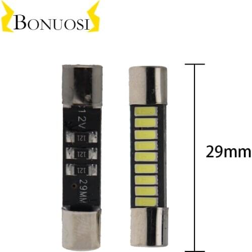 2pcs AC 29mm T6 31mm 9 SMD 4014 LED Lamp Bulb For Car Interior Sun Visor Vanity Mirror Fuse Light Pure White DC 12V car-styling