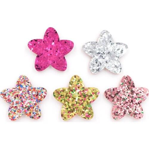 20Pcs 32mm Glitter Fabric Felt Patches Star Padded Appliques for DIY Children Headwear Accessories & DIY Crafts Decoration K57
