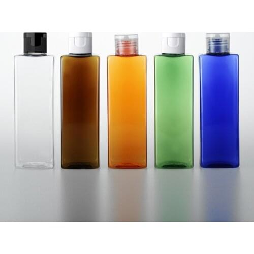 250ml X 20 empty square white black lotion plastic bottles with caps, 250g shampoo liquid soap bottle containers with flip lid