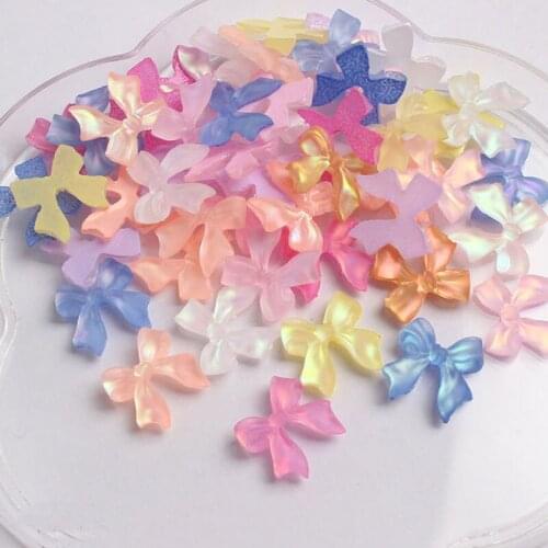 30pcs Nail Art Colorful Bow Resin Frosted Three-dimensional Nail Bow DIY Nail Art Decoration Accessories