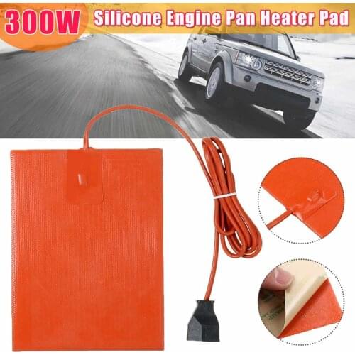 300W 15x20cm Car Engine Pan Sump Tank Silicone Heater Pad Waterproof Engine Oil Tank Heating Pad with US/EU Plug