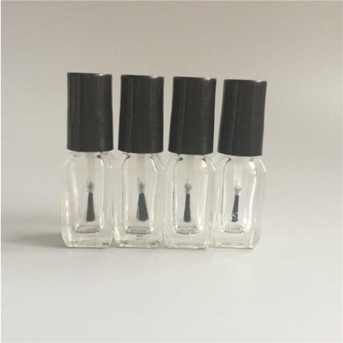 50pcs/lot Polish Empty Cosmetic Containers Nail Glass Bottle with Brush 4ml More Transparent Glass Nail Oils Make-up Tools