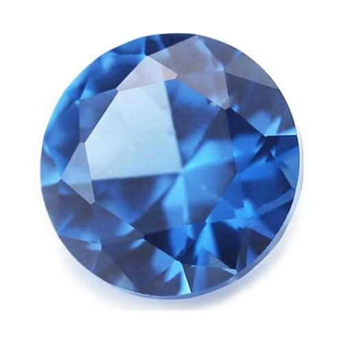 500PCS 1.0mm~10mm Round Shape Loose Blue Stone Synthetic Gems For Jewelry DIY Stone 109# Machine Cut