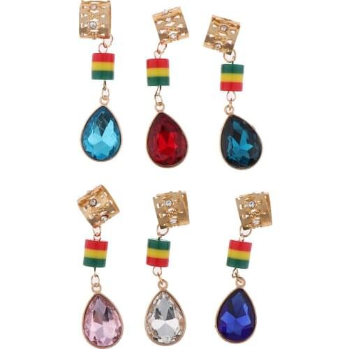 6pcs Hair Jewelry Braids Hair Cuffs Pendant Rings for Colorful Dreadlock Beads Hair Extensions DIY Hairstyle Braids