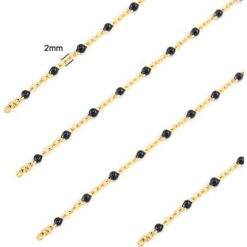 Width 2mm Enamel Chain Stainless Steel Sell in 2 Meters no clasp Satellite Beaded Cable Ball chains Womens DIY Jewelry Gift