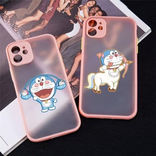 Japanese Comics Doraemon Pink Border Phone Case for iPhone 11 12 Mini Pro X XS XR Max 6 6S 7 8 Plus SE 2020 Skin Feel Back Cover