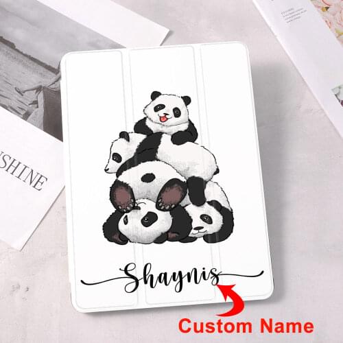 Custom Name For ipad Cute Panda Puppy For 10.9 inch Air 4 2020 5th 6th 10.2 inch 8th Generation 12.9 inch Pro 2018 Mini 4 5 Case