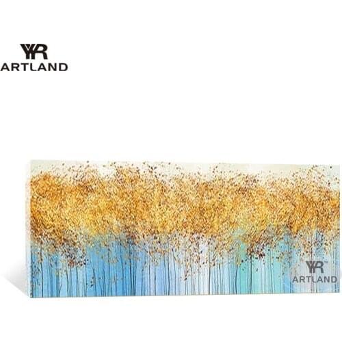 Cheap Hand painted canvas oil painting for living room abstract gold trees wall art picture for Bedroom home decoration no frame