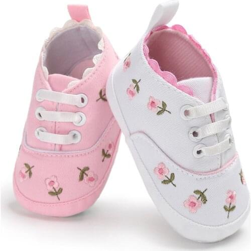 2020 Baby Shoes Baby Infant Kid Girl Embroidery Flower Soft Sole Crib Toddler Summer Princess First Walkers Causal Shoes 0-18M