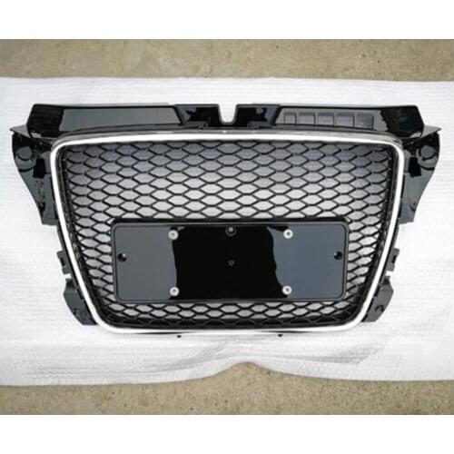 For RS3 Style Front Sport Hex Mesh Honeycomb Hood Grill Gloss Black for Audi A3/S3 8P 2009 2010 2011 2012 2013