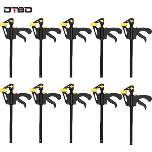 DTBD 10Pcs/Set 4 Inch Quick Ratchet F Clamp Wood Working Work Bar Clamp Clip Kit Woodworking Reverse clamping Hand Tools