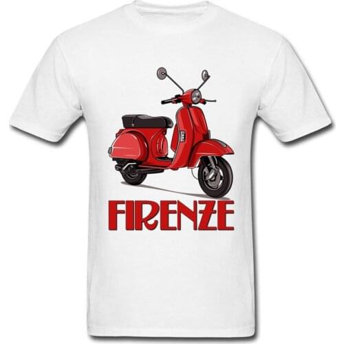 Firenze Piaggio Vespa Motor Italy Red White T Shirt Top Quality Cotton Comfortable Tshirts For Men Mini Motorcycle Cycle Graphic