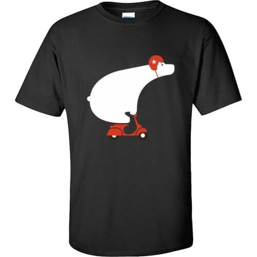 Bear On Scooter Vespa Funny Personalized T Shirt Skateboarder Bear Pure Cotton Short Sleeve T-shirts Boy Birthday T Shirts Men