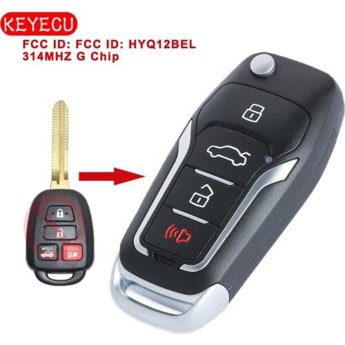 Keyecu Upgraded Remote Key 4 Button 314MHz G Chip for Toyota Camry Rav4 2012-2016 FCC ID: HYQ12BEL