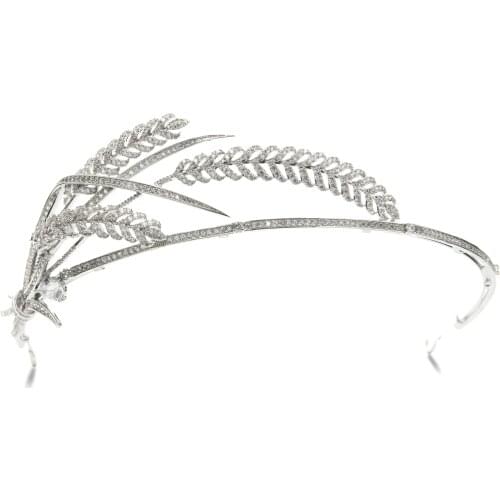 Classic Cubic Zirconia Wheat Tiara for Girl,Crystal Princess Tiaras Crown for Bride ,Wedding Hair Jewelry CH10361