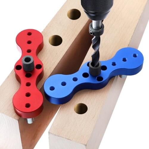 Aluminum Alloy Vertical Pocket Hole Jig Woodworking 6/8/10mm Drilling Locator Wood Dowelling Self Centering Drill Guide Kit