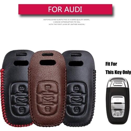 KUKAKEY Leather Remote Key Cover Case For Audi B6 B7 B8 A4 A5 A6 A7 A8 Q5 Q7 R8 TT S5 S6 S7 S8 SQ5 Car Holder Shell